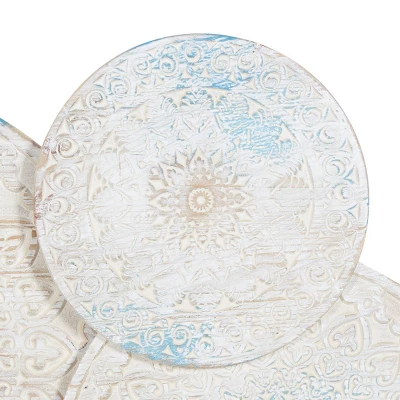 Wood Floral Intricately Carved Wall Decor With Mandala Design White - Olivia & May 4 Wood Floral Intricately Carved Wall Decor With Mandala Design White - Olivia & May - Image 2