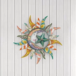 Metal Sun And Moon Indoor Outdoor Iron Wall Decor With Abstract Patterns - Olivia & May -Household Improvement Store GUEST e422cc70 eae8 4a30 8934 e5b0bfcab152