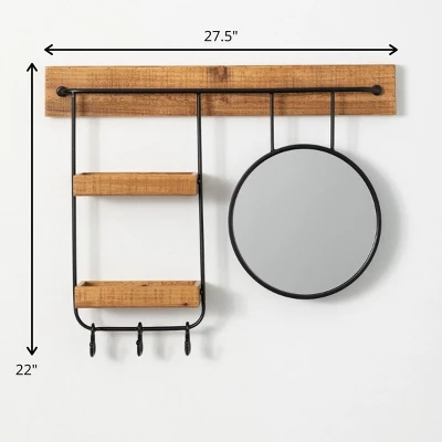 Sullivans Hanging Mirrored Modular Shelf 22"H Black 5 Sullivans Hanging Mirrored Modular Shelf 22"H Black - Image 3