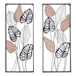 Set Of 2 Metal Leaf Tall Cut-Out Wall Decors With Intricate Laser Cut Designs Black - Olivia & May -Household Improvement Store GUEST e69ab374 f6d1 42f2 821c 911cc6632d75
