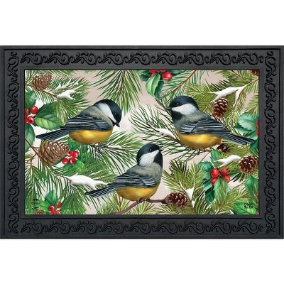 Winter Chickadees Doormat 30" X 18" Indoor Outdoor Briarwood Lane 3 Winter Chickadees Doormat 30" X 18" Indoor Outdoor Briarwood Lane