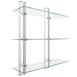 3 Tier Wall Mount Adjustable Glass Shelving Unit With Aluminum Bars - Danya B. -Household Improvement Store GUEST ea1db21c 4638 492c aedd 2254080b1ed8