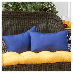 Set Of 2 Solid Outdoor Rectangle Throw Pillows - Kensington Garden