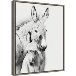 16" X 20" Donkey Portrait V By PH Burchett Framed Canvas Wall Art - Amanti Art