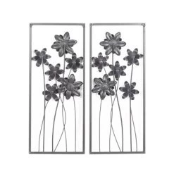 Metal Floral Wall Decor With Black Frame Set Of 2 Gray - Olivia & May -Household Improvement Store GUEST ec91f3f0 ed95 4239 9e2c d8a92f461c35