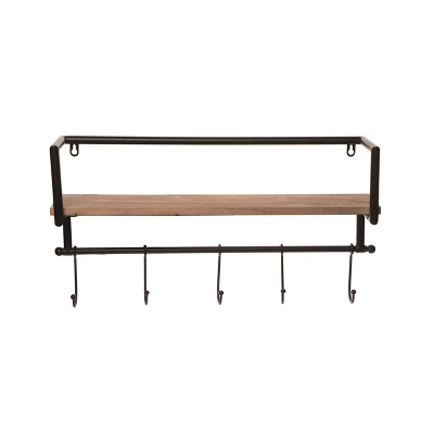 Transpac Metal Black Everyday Shelf With Hooks 3 Transpac Metal Black Everyday Shelf With Hooks