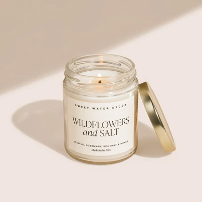 Sweet Water Decor Widlflowers And Salt 9oz Clear Jar Soy Candle 4 Sweet Water Decor Widlflowers And Salt 9oz Clear Jar Soy Candle - Image 2