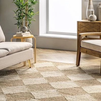 Arvin Olano X RugsUSA - Louie Diamond Checkerboard Jute Area Rug 10 Arvin Olano X RugsUSA - Louie Diamond Checkerboard Jute Area Rug - Image 8