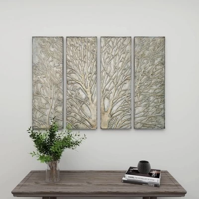 Metal Tree Wall Decor With Embossed Design Set Of 4 Brown - Olivia & May 15 Metal Tree Wall Decor With Embossed Design Set Of 4 Brown - Olivia & May - Image 13