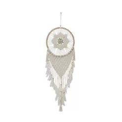Cotton Macrame Handmade Intricately Woven Dreamcatcher Wall Decor With Beaded Fringe Tassels White - Olivia & May -Household Improvement Store GUEST f711a1c0 f613 4942 83cd 00467a195c33