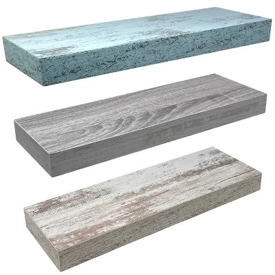 Sorbus Rustic Wood Hanging Rectangle Wall Shelves 9 Sorbus Rustic Wood Hanging Rectangle Wall Shelves - Image 7