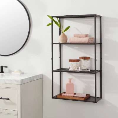 Tall Wall Shelf Black Metal - Brightroom™ 3 Tall Wall Shelf Black Metal - Brightroom™