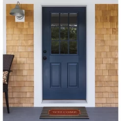 Kate Aurora Nantucket Coastal Striped Navy Colored Welcome Coir Bristled Outdoor All Season Welcome Mat - 18"x30" -Household Improvement Store GUEST fa9111b0 12dd 4f33 9f82 2255432e8937
