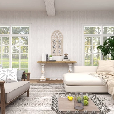 Wood 6 Slot Wall Photo Frame With Window Arch Shape Light Brown - Olivia & May 9 Wood 6 Slot Wall Photo Frame With Window Arch Shape Light Brown - Olivia & May - Image 7