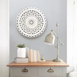 LuxenHome White Wood Flower 23.86" Round Wall Decor Home Decor Interior Design 18 LuxenHome White Wood Flower 23.86" Round Wall Decor Home Decor Interior Design -Household Improvement Store GUEST fe54d1c5 78bb 4247 8191 1ddae44cb484