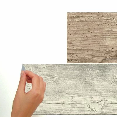 RoomMates Distressed Barn Wood Plank Peel And Stick Wallpaper Giant Wall Decals Brown 5 RoomMates Distressed Barn Wood Plank Peel And Stick Wallpaper Giant Wall Decals Brown - Image 3